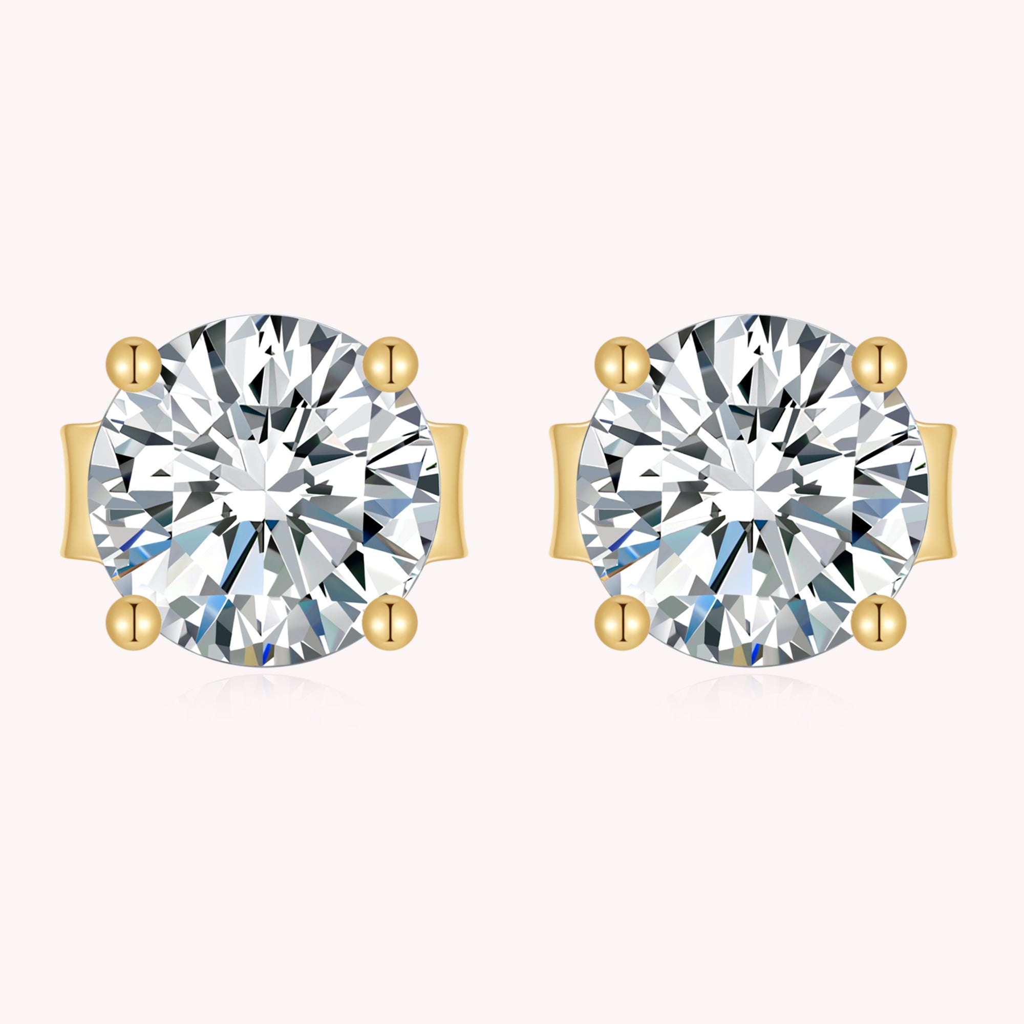 Moissanite Diamond 10K Gold Post Stud Earrings