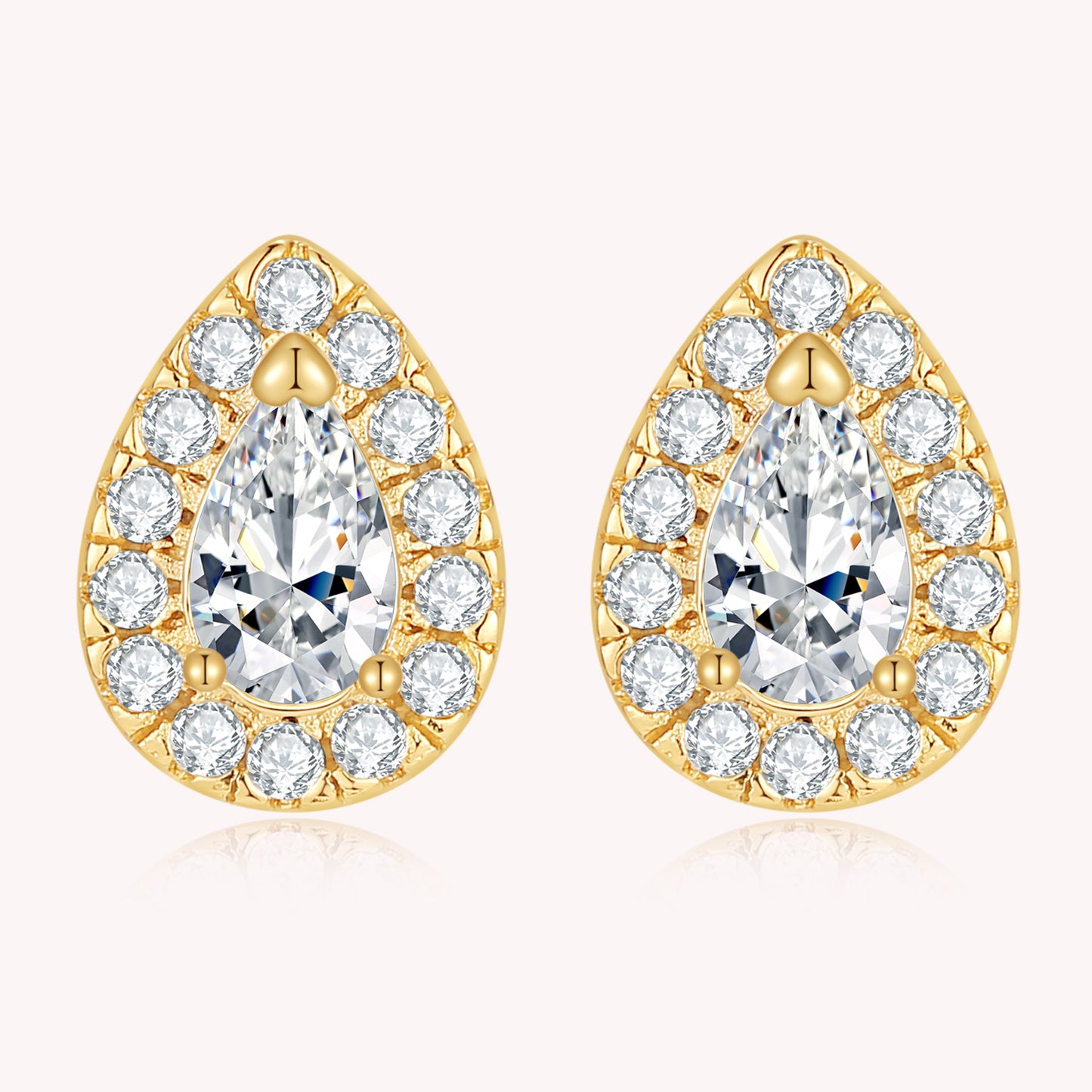 Pear & Round Moissanite Diamond Stud Earrings