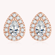 Pear & Round Moissanite Diamond Stud Earrings