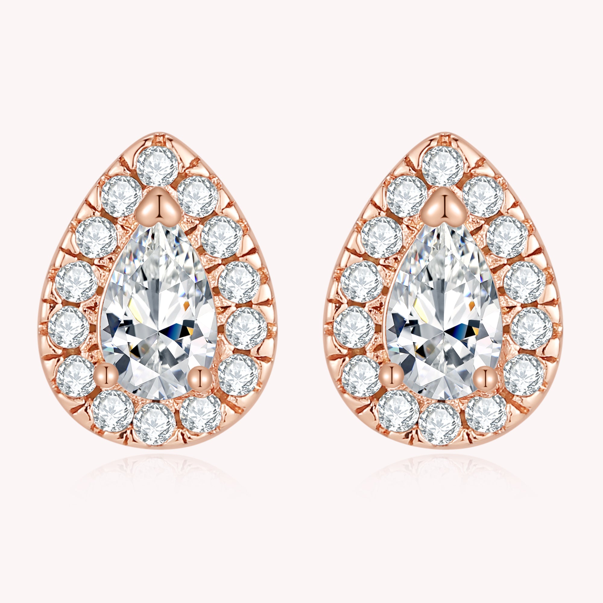 Pear & Round Moissanite Diamond Stud Earrings