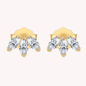 Trio Stone Stud Earrings