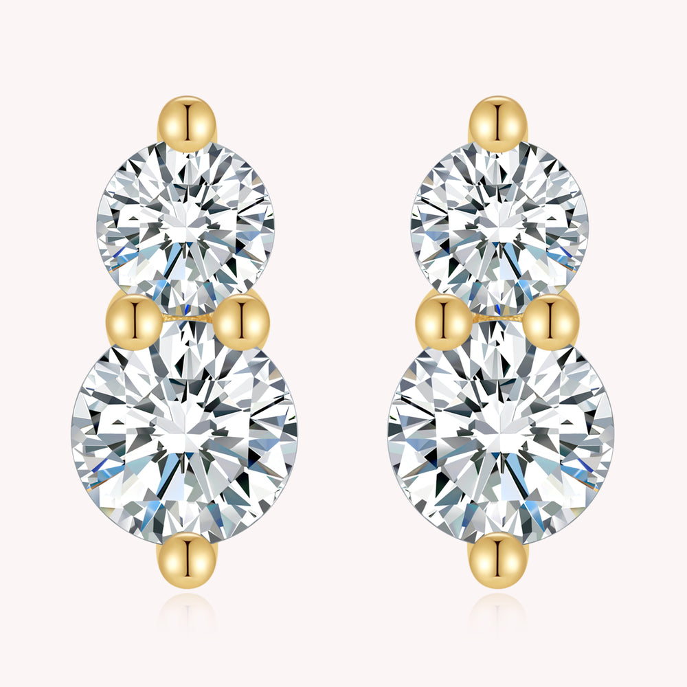 Double Diamond Stud Earrings