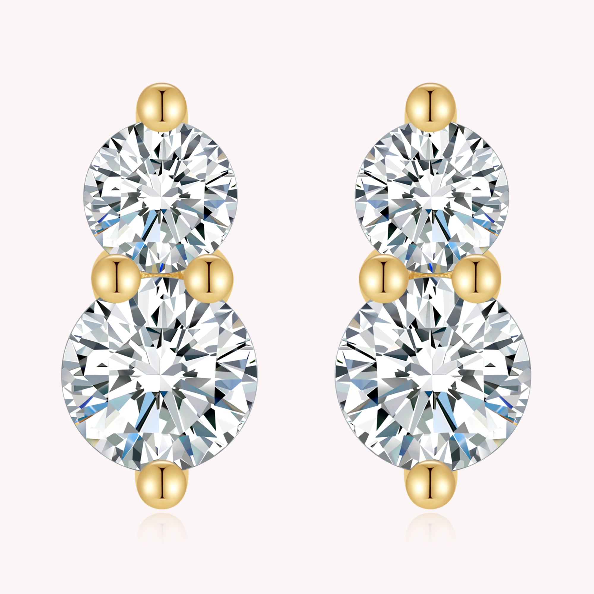 Double Diamond Stud Earrings