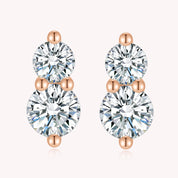 Double Diamond Stud Earrings