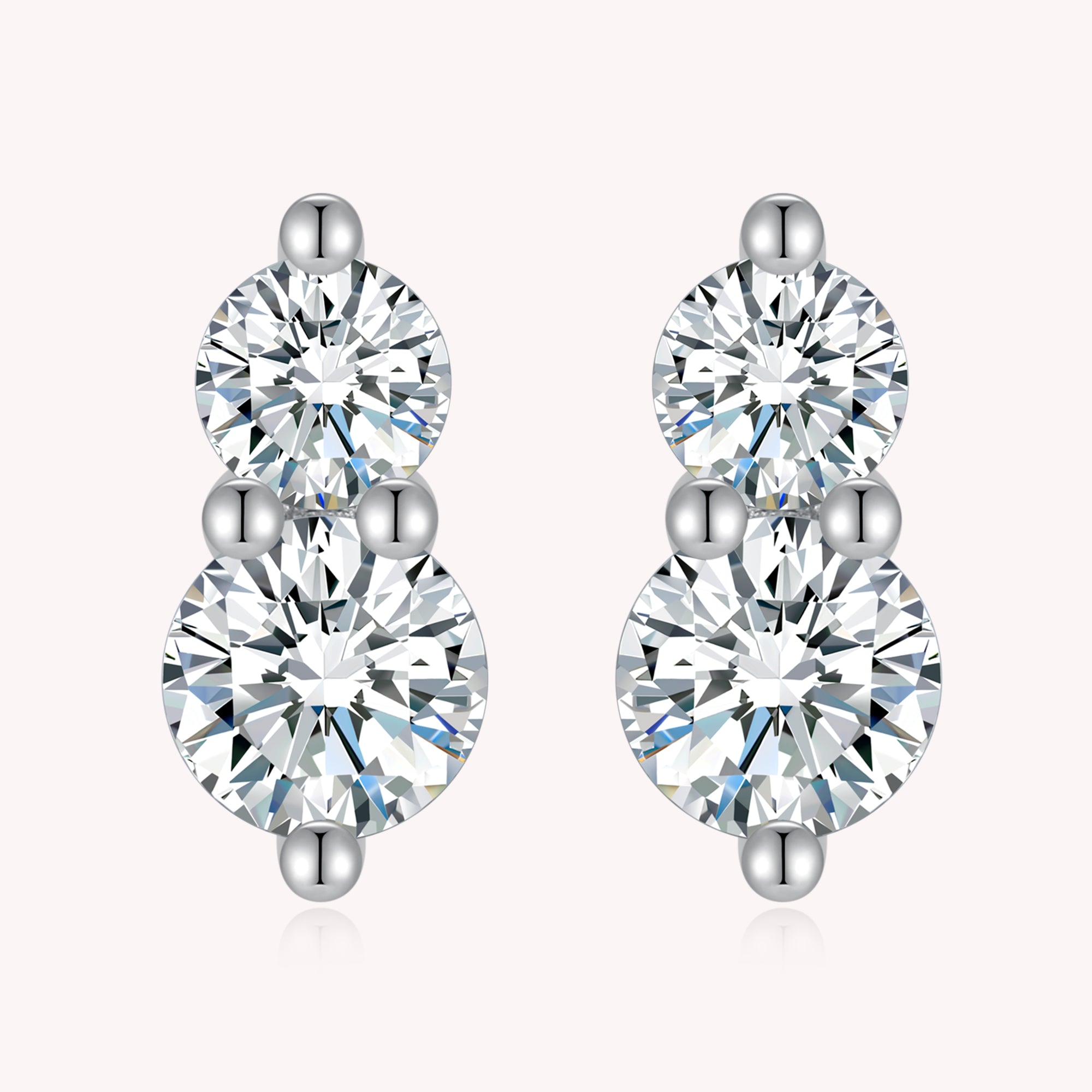 Double Diamond Stud Earrings