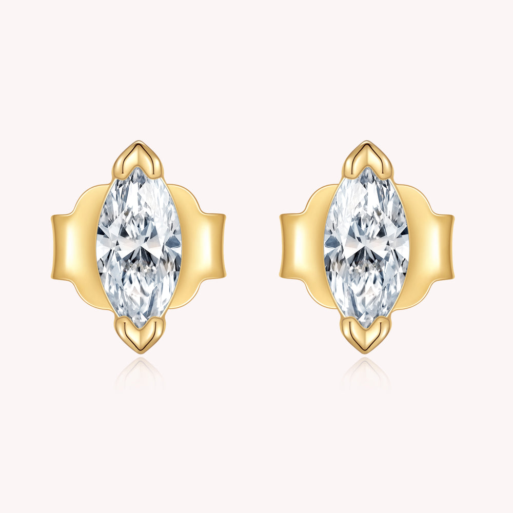 Ellipse Shape Moissanite Diamond Stud Earrings