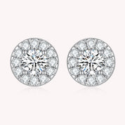 Halo Moissanite Stud Earrings