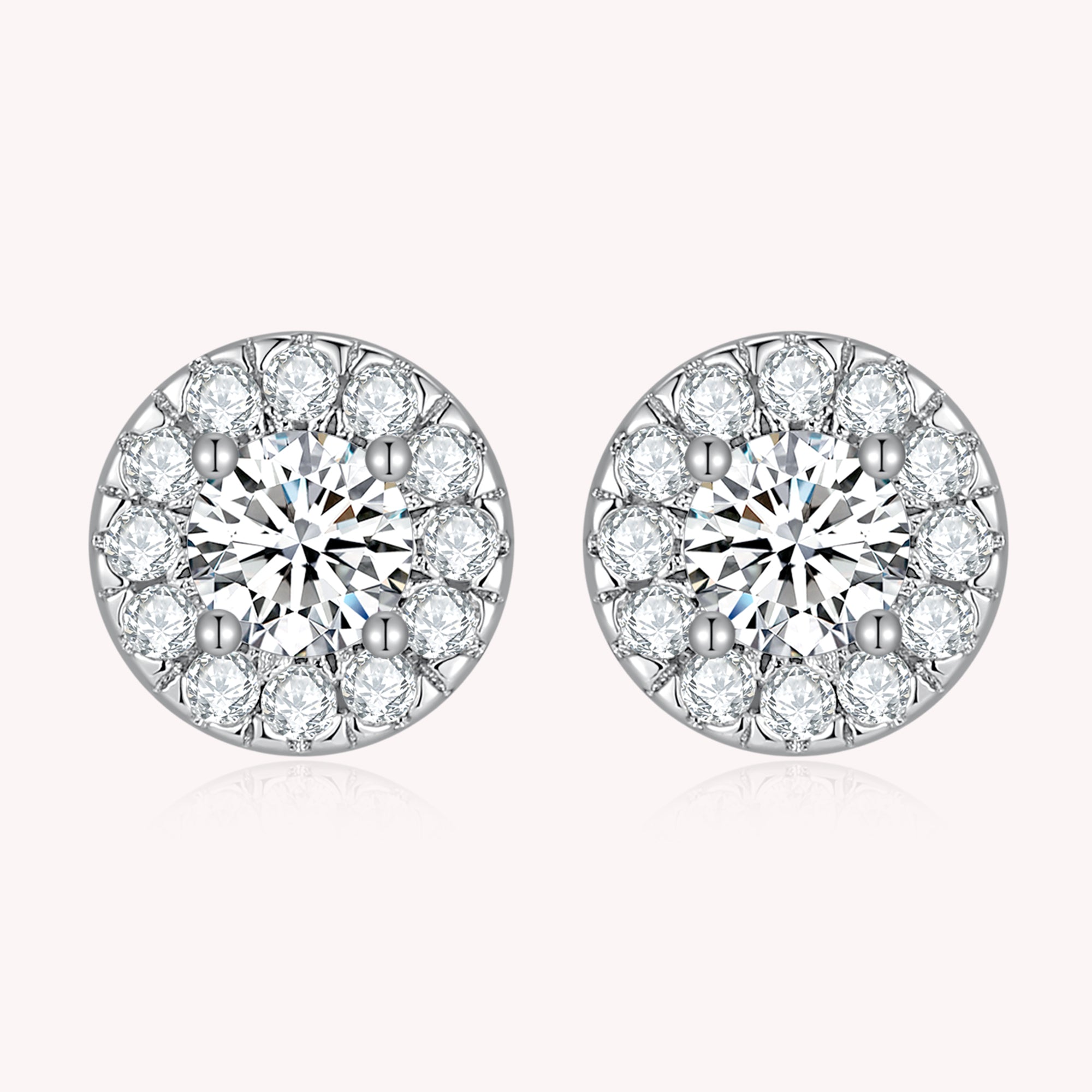 Halo Moissanite Stud Earrings