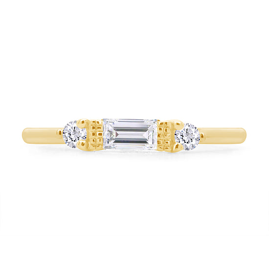 Baguette & Round Cut Simulated Birthstone & White Cubic Zirconia Three Stone Wedding Band Ring In 925 Sterling Silver