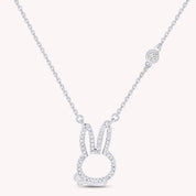 Easter Bunny Pendant Necklace, 14K Gold Over Sterling Silver With White Cubic Zirconia