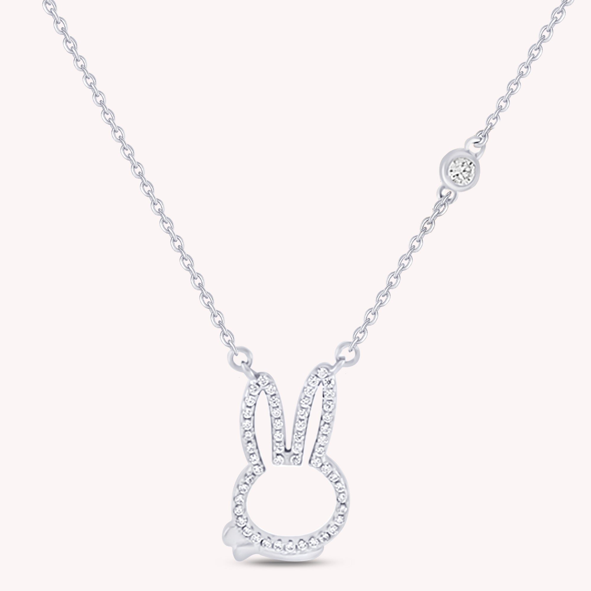 Easter Bunny Pendant Necklace, 14K Gold Over Sterling Silver With White Cubic Zirconia
