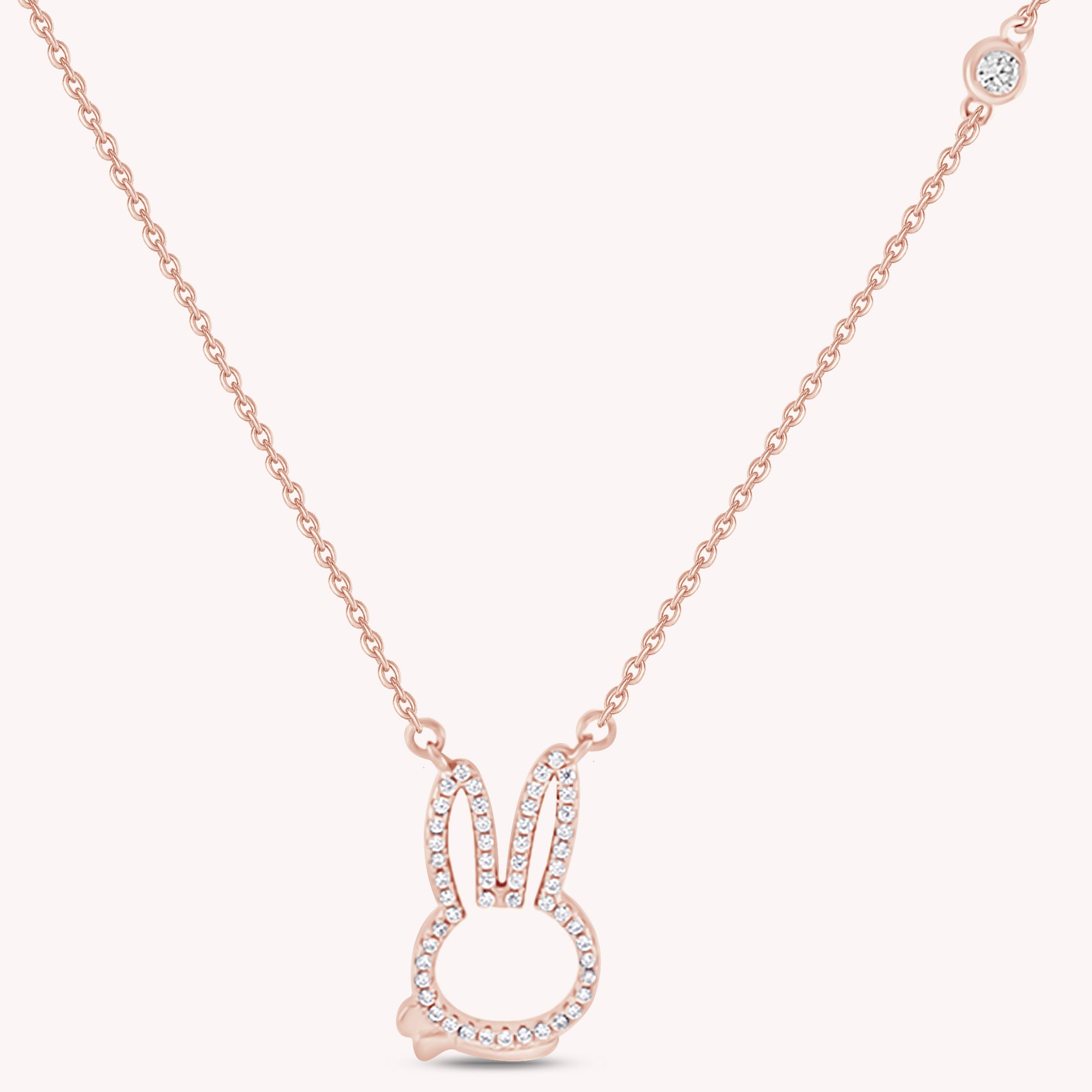 Easter Bunny Pendant Necklace, 14K Gold Over Sterling Silver With White Cubic Zirconia