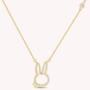 Easter Bunny Pendant Necklace, 14K Gold Over Sterling Silver With White Cubic Zirconia