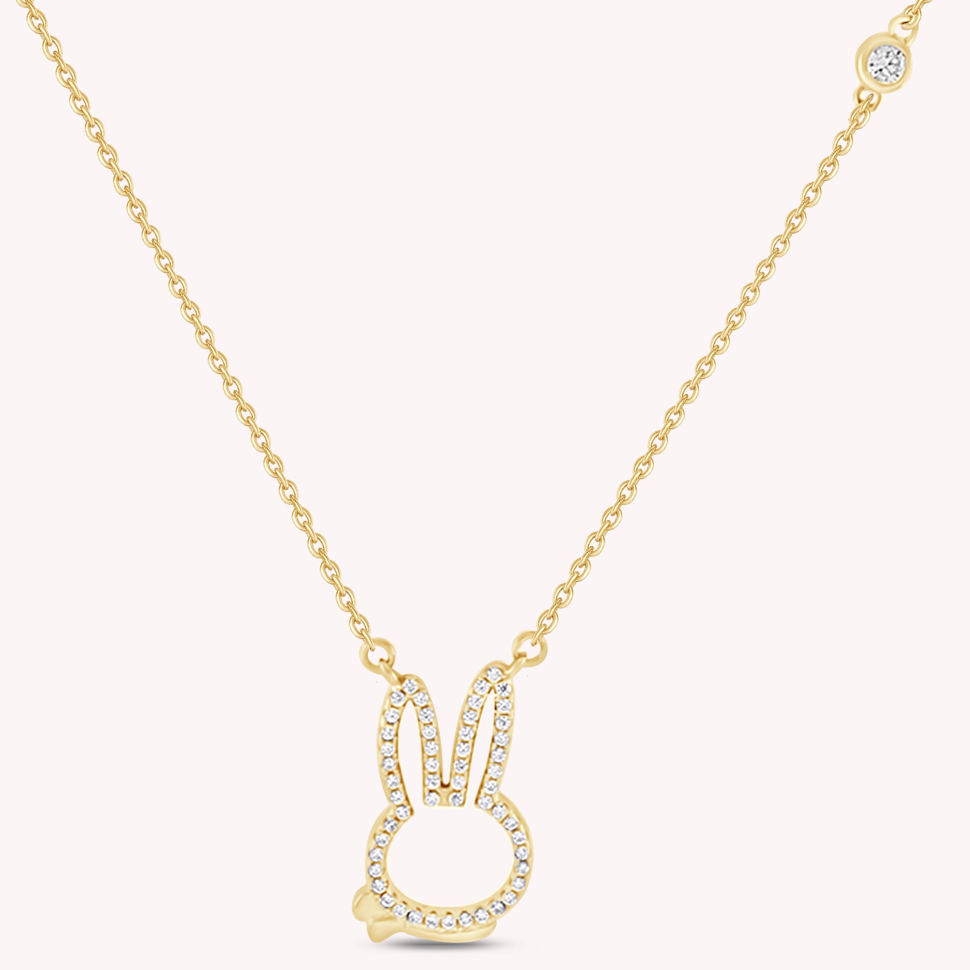 Easter Bunny Pendant Necklace, 14K Gold Over Sterling Silver With White Cubic Zirconia
