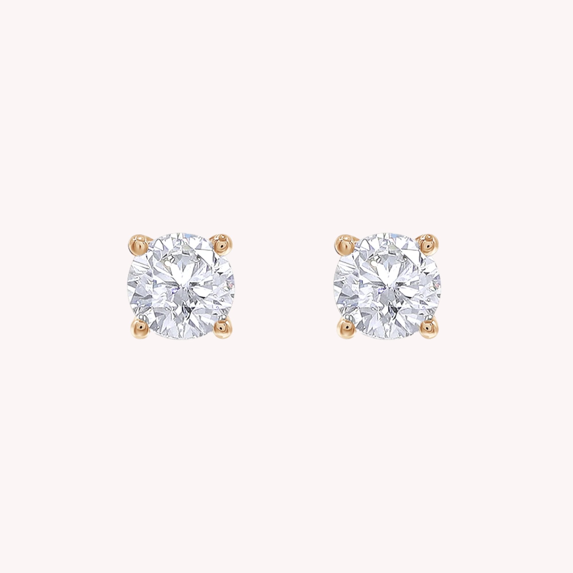 1 Carat Round Lab Grown Diamond Solitaire Stud Earring