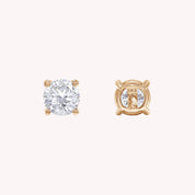 1 Carat Round Lab Grown Diamond Solitaire Stud Earring