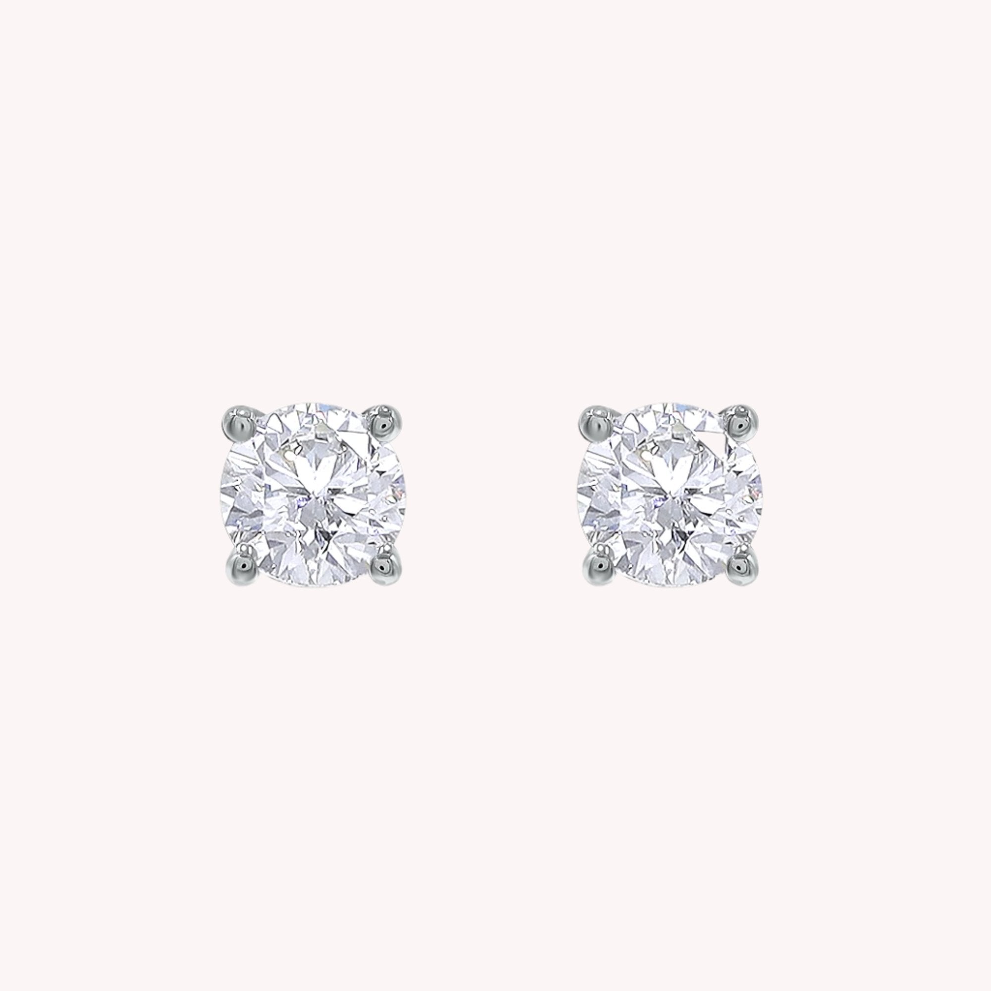 1 Carat Round Lab Grown Diamond Solitaire Stud Earring