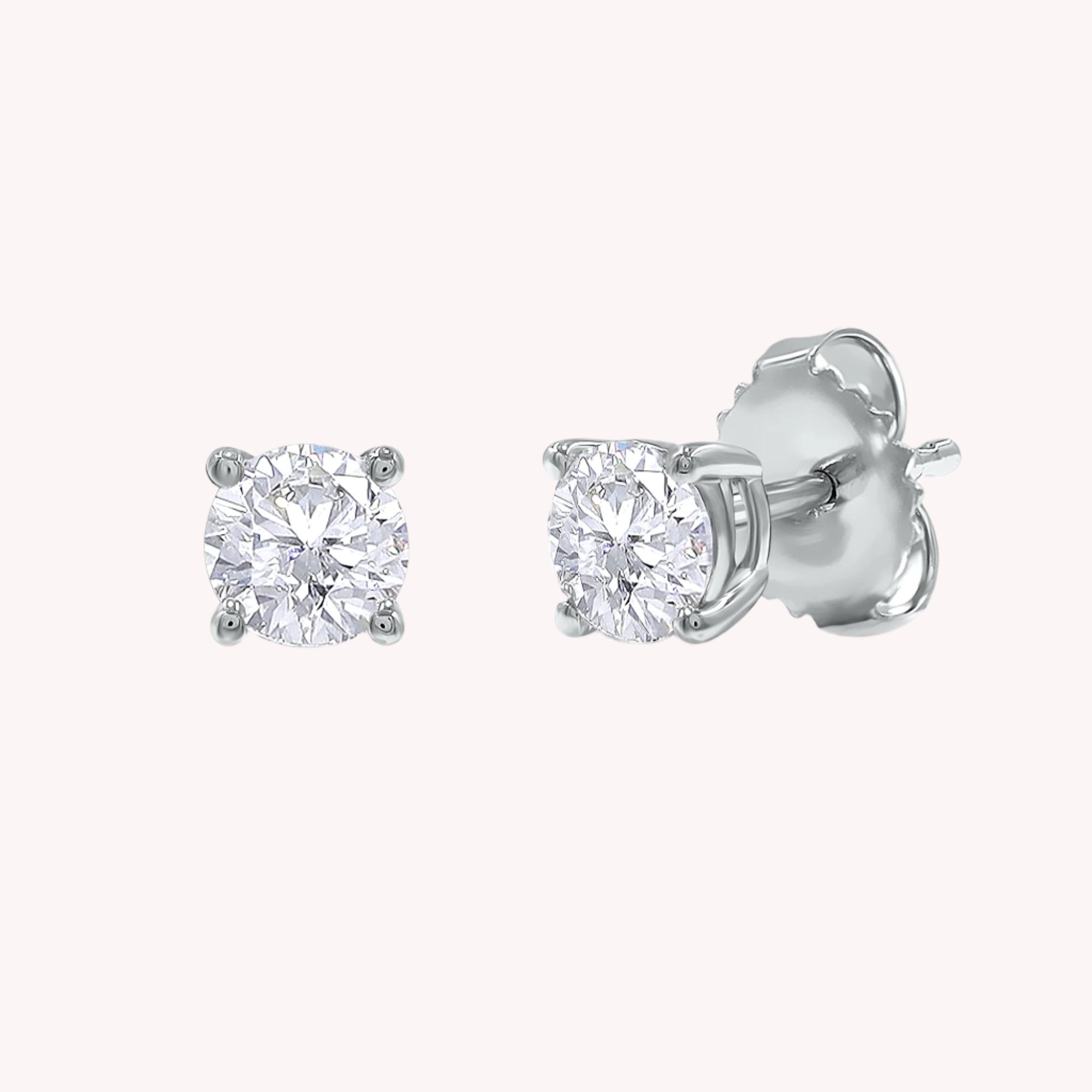 1 Carat Round Lab Grown Diamond Solitaire Stud Earring