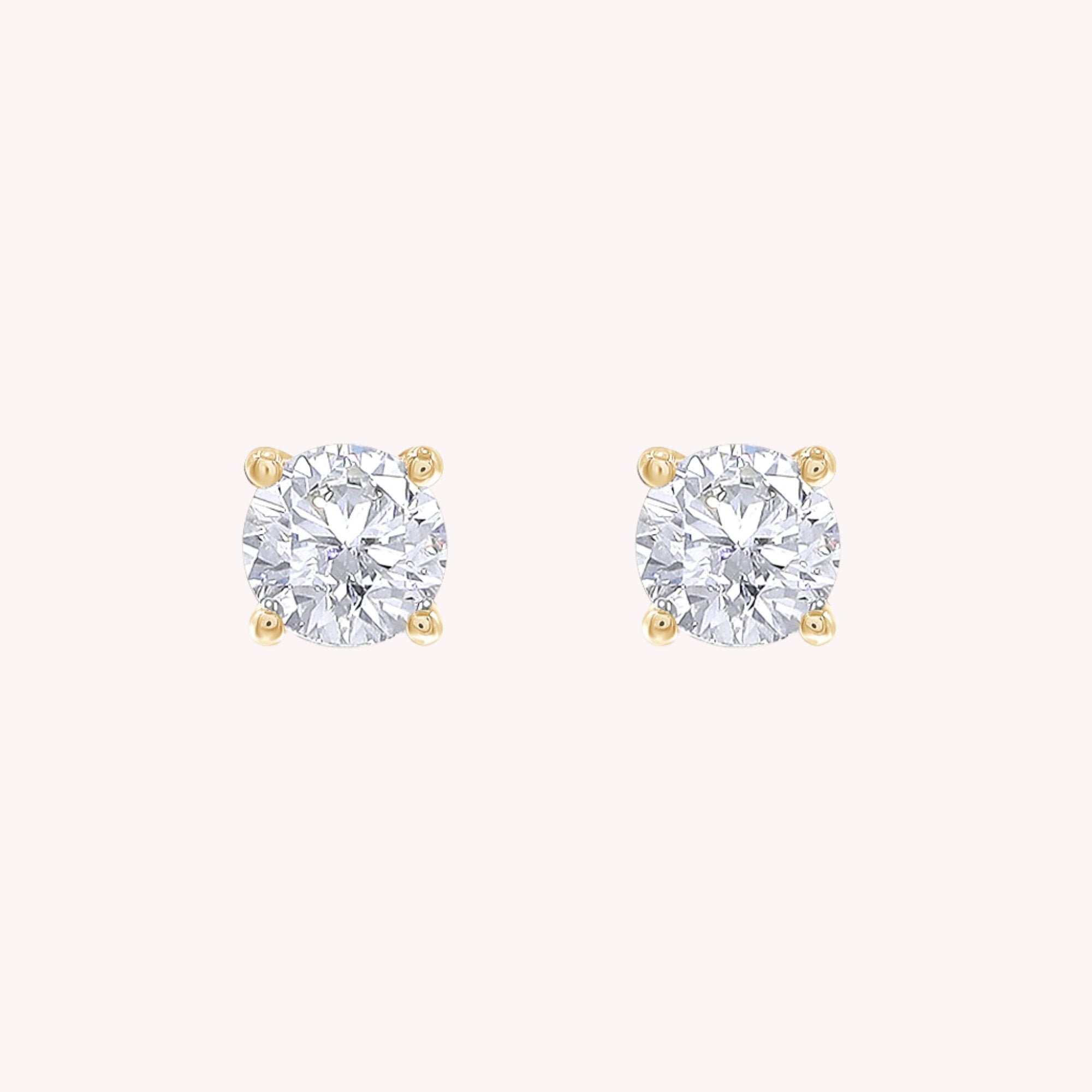 1 Carat Round Lab Grown Diamond Solitaire Stud Earring