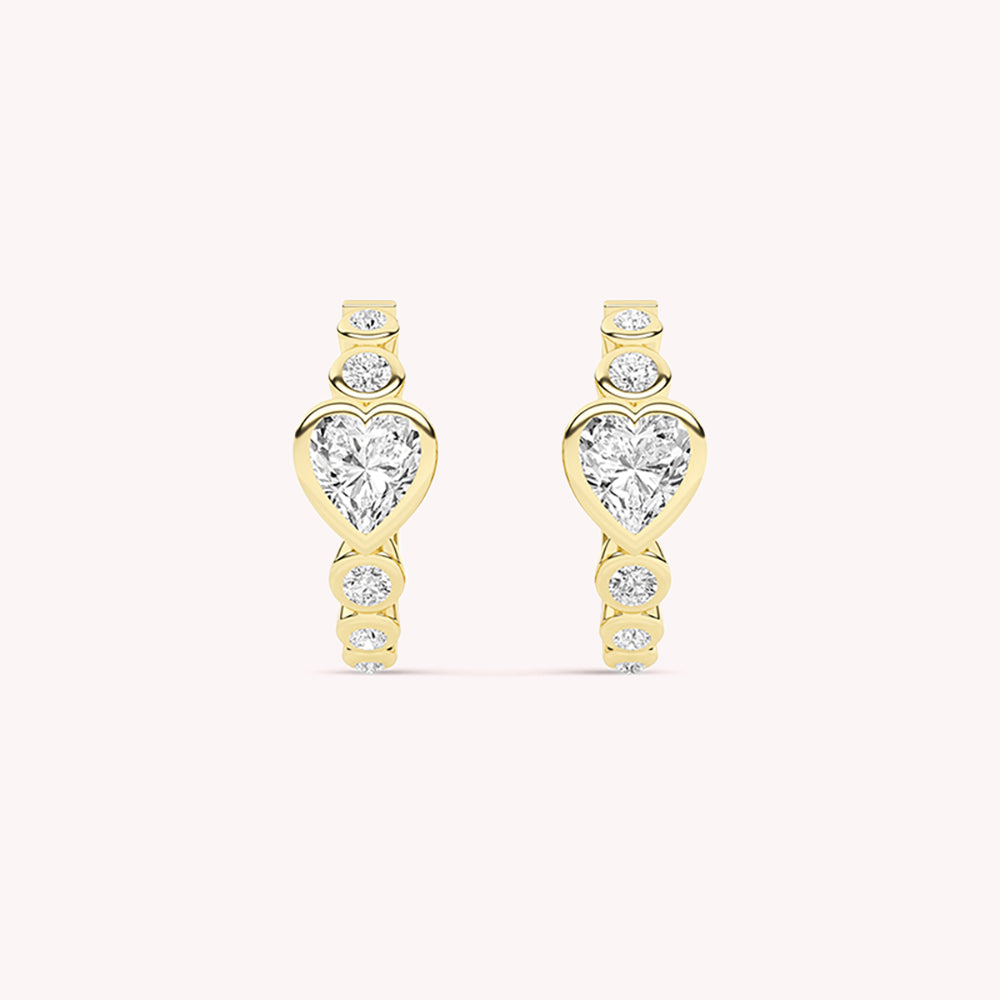 Edie Heart Diamond Hoop Earrings