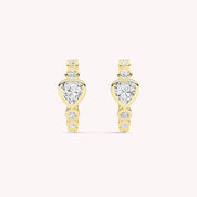 Edie Heart Diamond Hoop Earrings