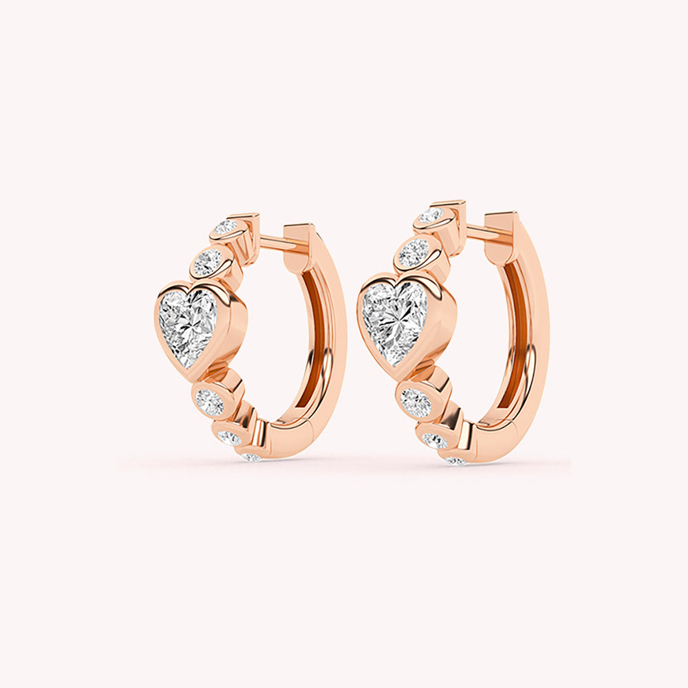 Edie Heart Diamond Hoop Earrings