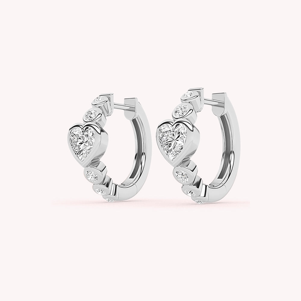 Edie Heart Diamond Hoop Earrings