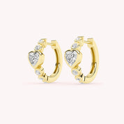 Edie Heart Diamond Hoop Earrings