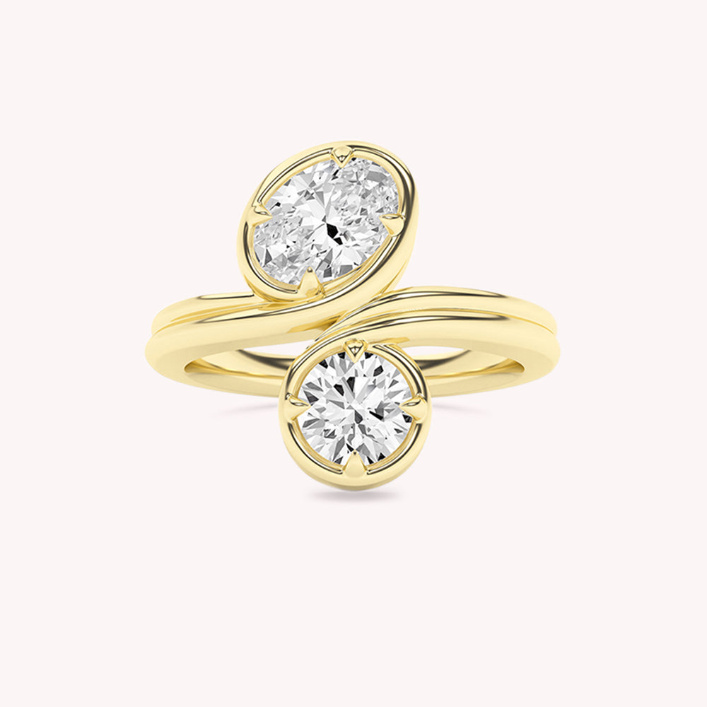 Nour Dual Mixed Stone Two Stone Engagement Ring