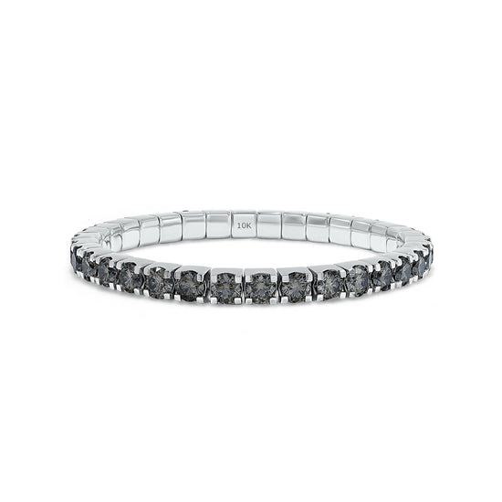 Round Cut Black EGL Certified Lab Grown Diamond 5.20MM Width Stretchable Tennis Bracelet For Women In 10K Or 14K Solid Gold Jewelry