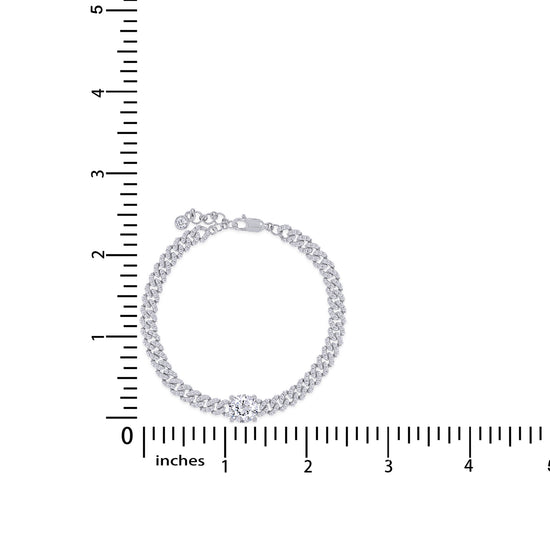 8.5MM Round Cut Lab Created Moissanite Adjustable Single Row Cuban Chain Bracelet For Women In 925 Sterling Silver With 1" Extension (3.28 Ct To 3.65 Ct)