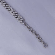 Single Row Cuban Chain Bracelet Heart & Round Shape White Cubic Zirconia