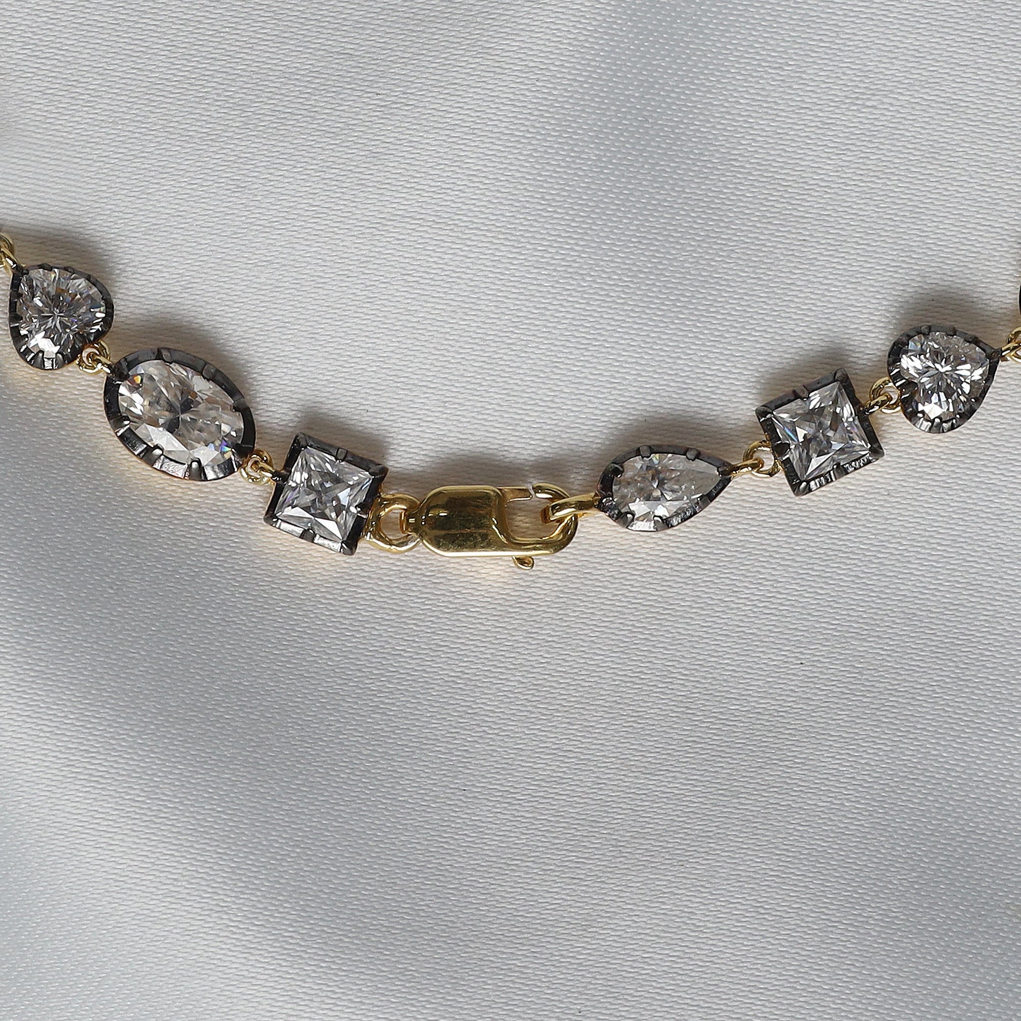 Multi Shape Two Tone Tennis Bracelet Lab Created Moissanite