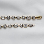 Multi Shape Two Tone Tennis Bracelet Lab Created Moissanite