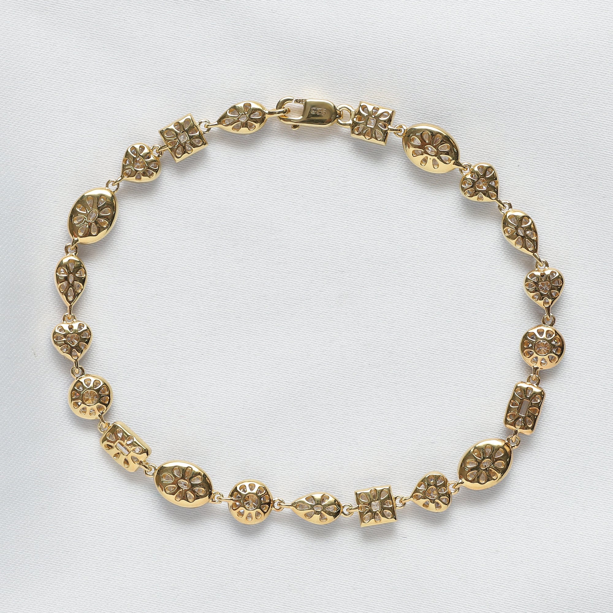 Multi Shape Two Tone Tennis Bracelet Lab Created Moissanite