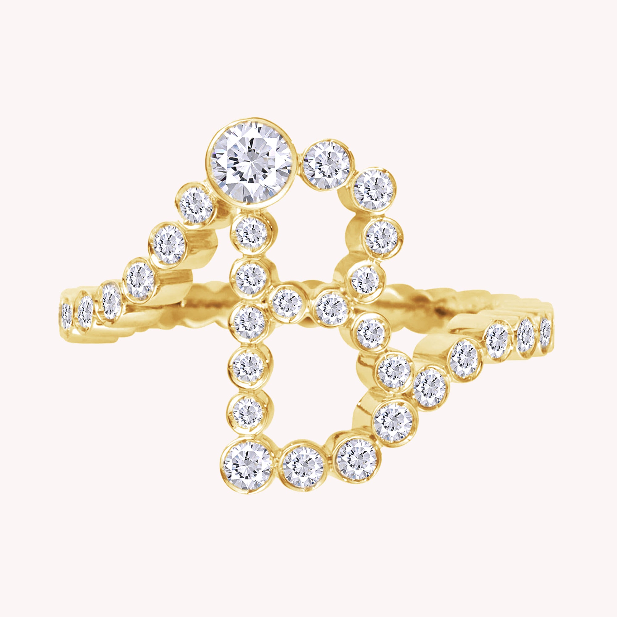 Bubble Round shape White Cubic Zirconia Initial Letter Ring