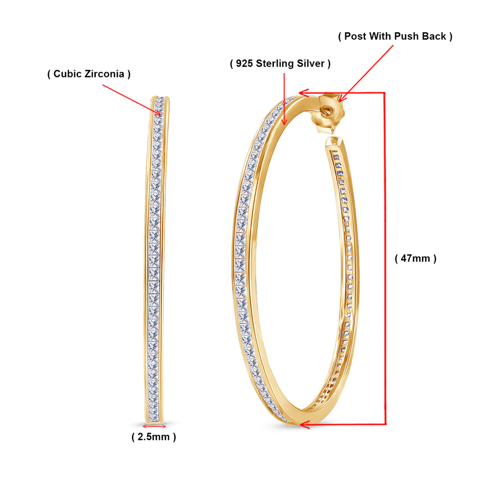 
                      
                        Large Hoop Earrings for Women, Princess Shape Sparkling White Cubic Zirconia Big Circle Hoops Earrings In 14K Gold Over Sterling Silver Hypoallergenic Jewelry for Sensitive Ears
                      
                    