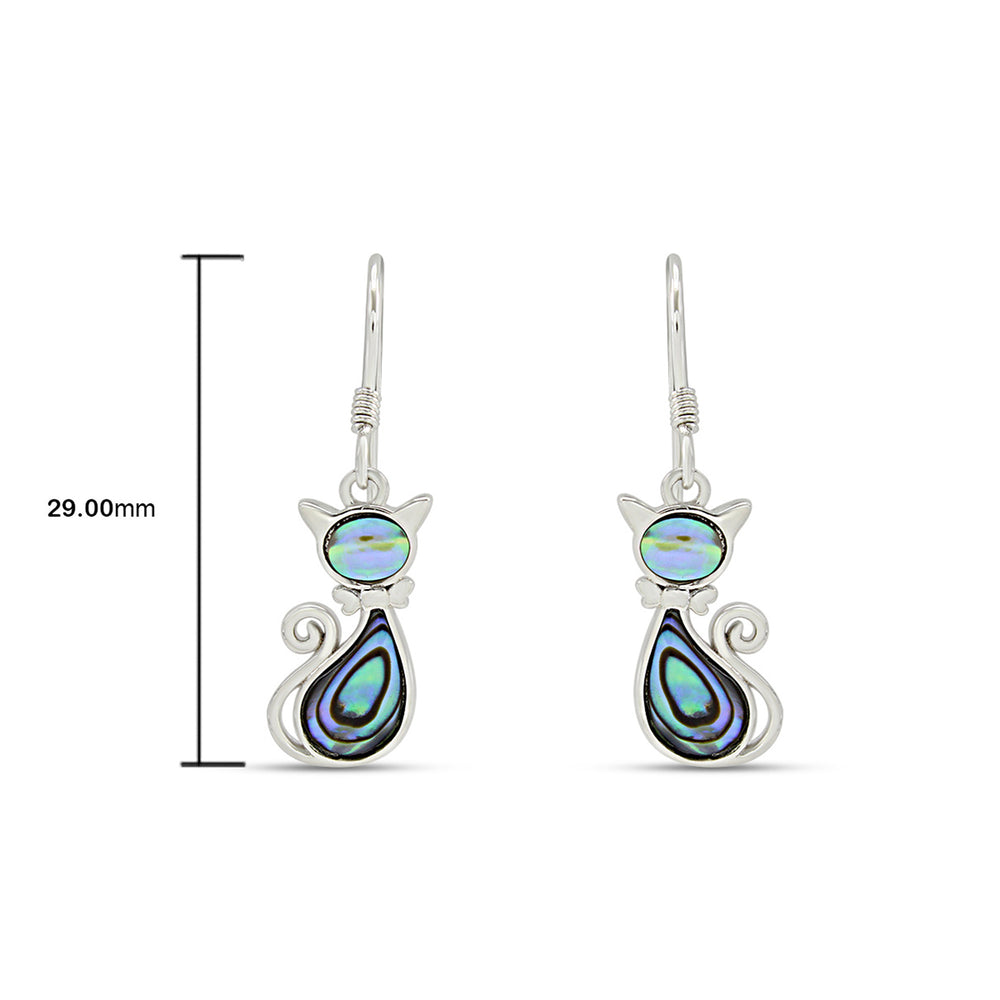 
                      
                        Abalone Shell Animal (Kiwi Bird, Cat and Seahorse) Dangle Earrings In 14K White Gold Over Sterling Silver
                      
                    