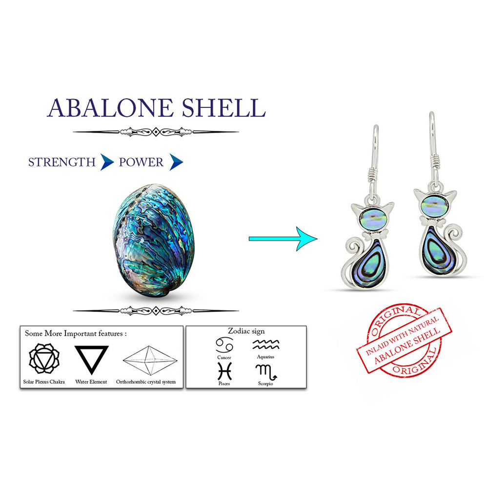 
                      
                        Abalone Shell Animal (Kiwi Bird, Cat and Seahorse) Dangle Earrings In 14K White Gold Over Sterling Silver
                      
                    