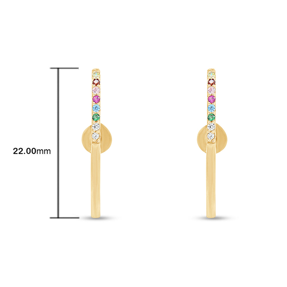 
                      
                        Colourful Rainbow Cubic Zirconia Tiny Dainty Stud Earrings For Women In 14K Gold Plated 925 Sterling Silver
                      
                    