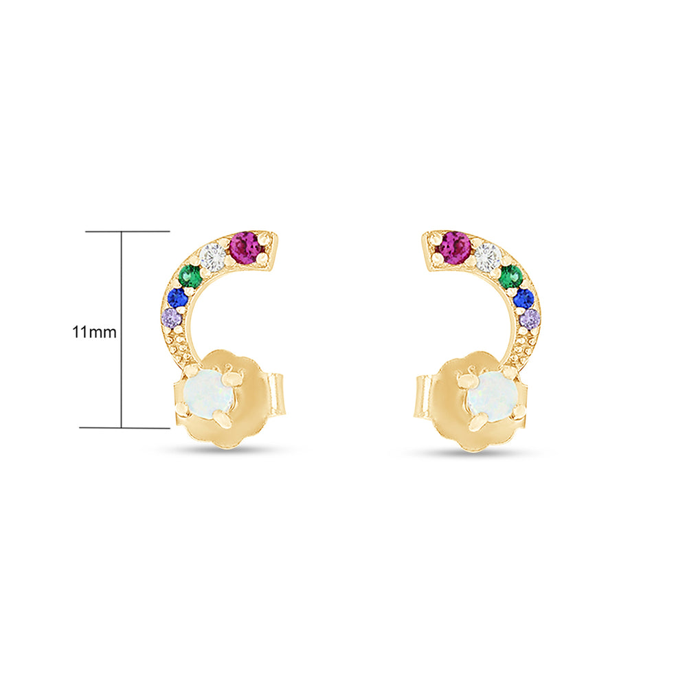 
                      
                        Colourful Rainbow Cubic Zirconia & Synthetic Opal Tiny Dainty Stud Earrings For Women In 14K Gold Plated 925 Sterling Silver
                      
                    