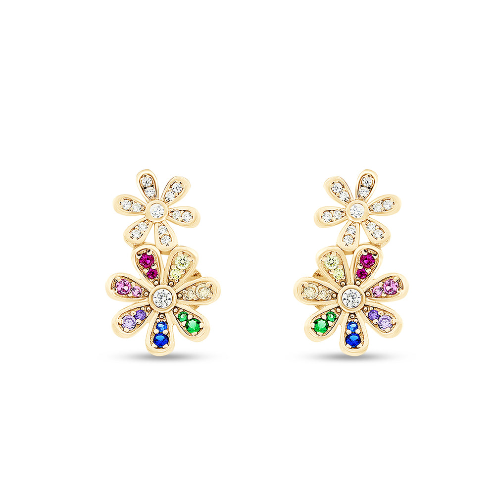 
                      
                        Colourful Rainbow Cubic Zirconia Tiny Dainty Daisy Flower Stud Earrings For Women In 14K Gold Plated 925 Sterling Silver
                      
                    