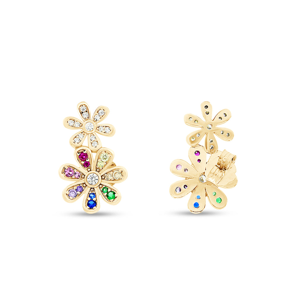 
                      
                        Colourful Rainbow Cubic Zirconia Tiny Dainty Daisy Flower Stud Earrings For Women In 14K Gold Plated 925 Sterling Silver
                      
                    