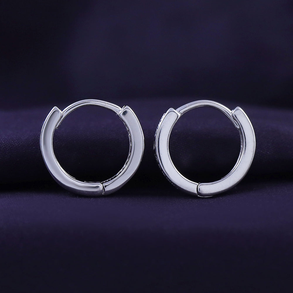 
                      
                        Round White Cubic Zirconia Huggie Hoop Click Top Earrings For Women In 925 Sterling Silver
                      
                    