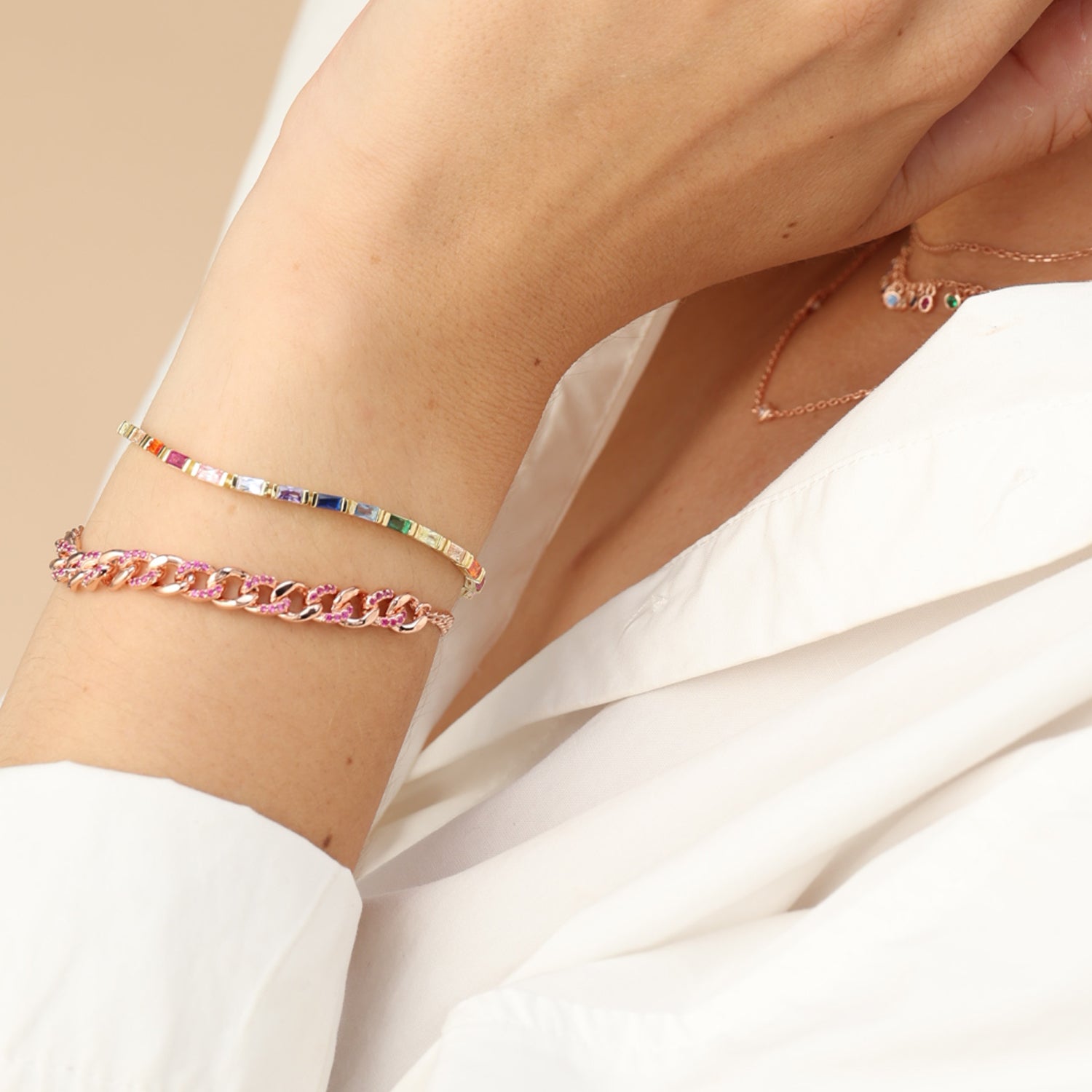 Rainbow Sparkling Tennis Bracelet – AFFY Rainbow Sparkling Tennis Bracelet – AFFY