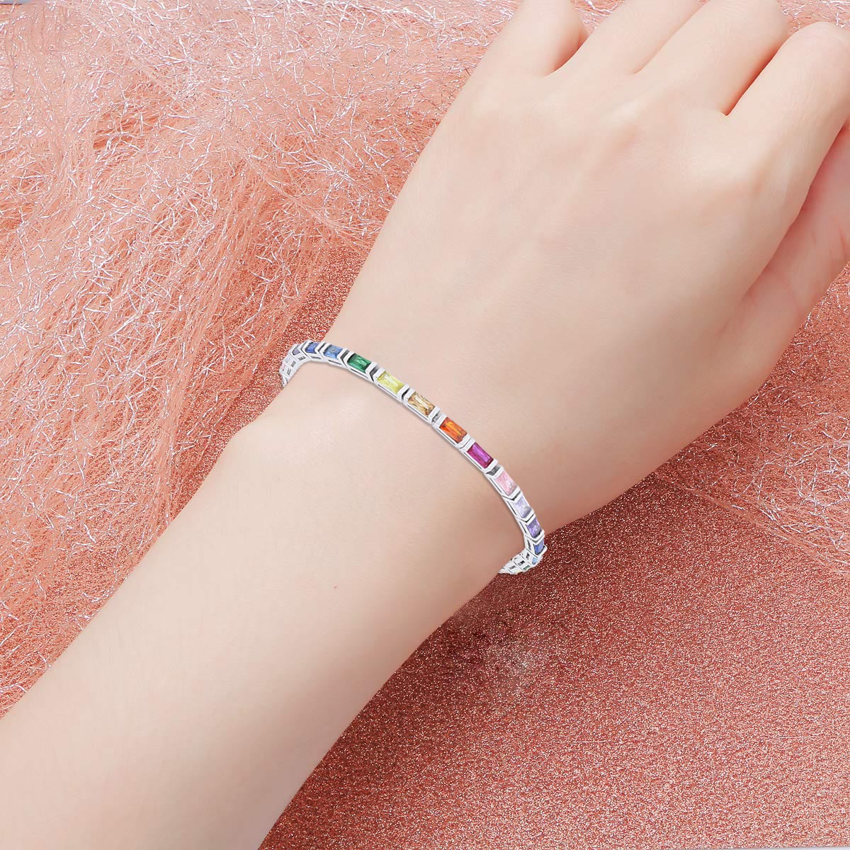 Rainbow Sparkling Tennis Bracelet