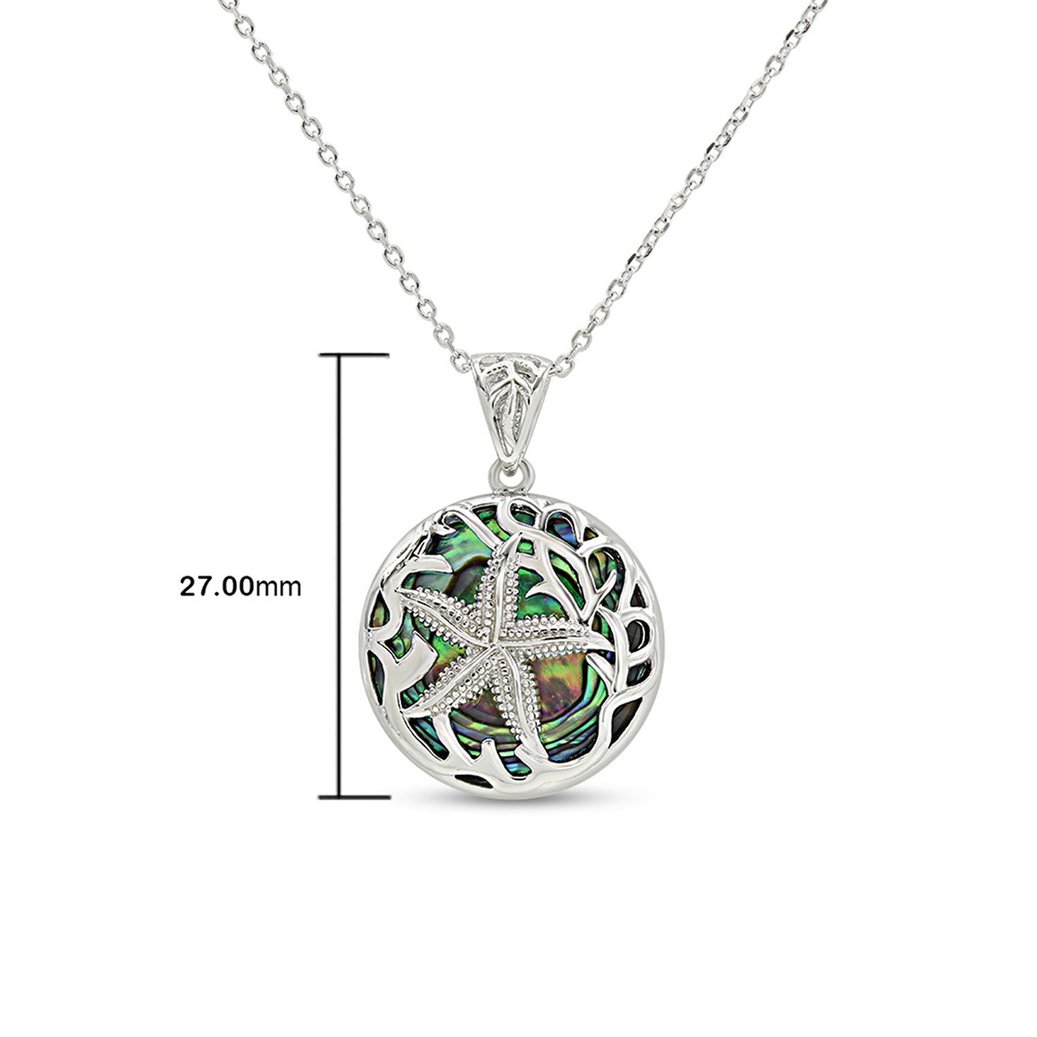 Abalone Shell Animal (Starfish, Dolphin, Seahorse, Frog, Dragonfly, Whale Tail, Turtle) Pendant Necklace In 14K White Gold Over Sterling Silver 14K Gold Over Sterling Silver