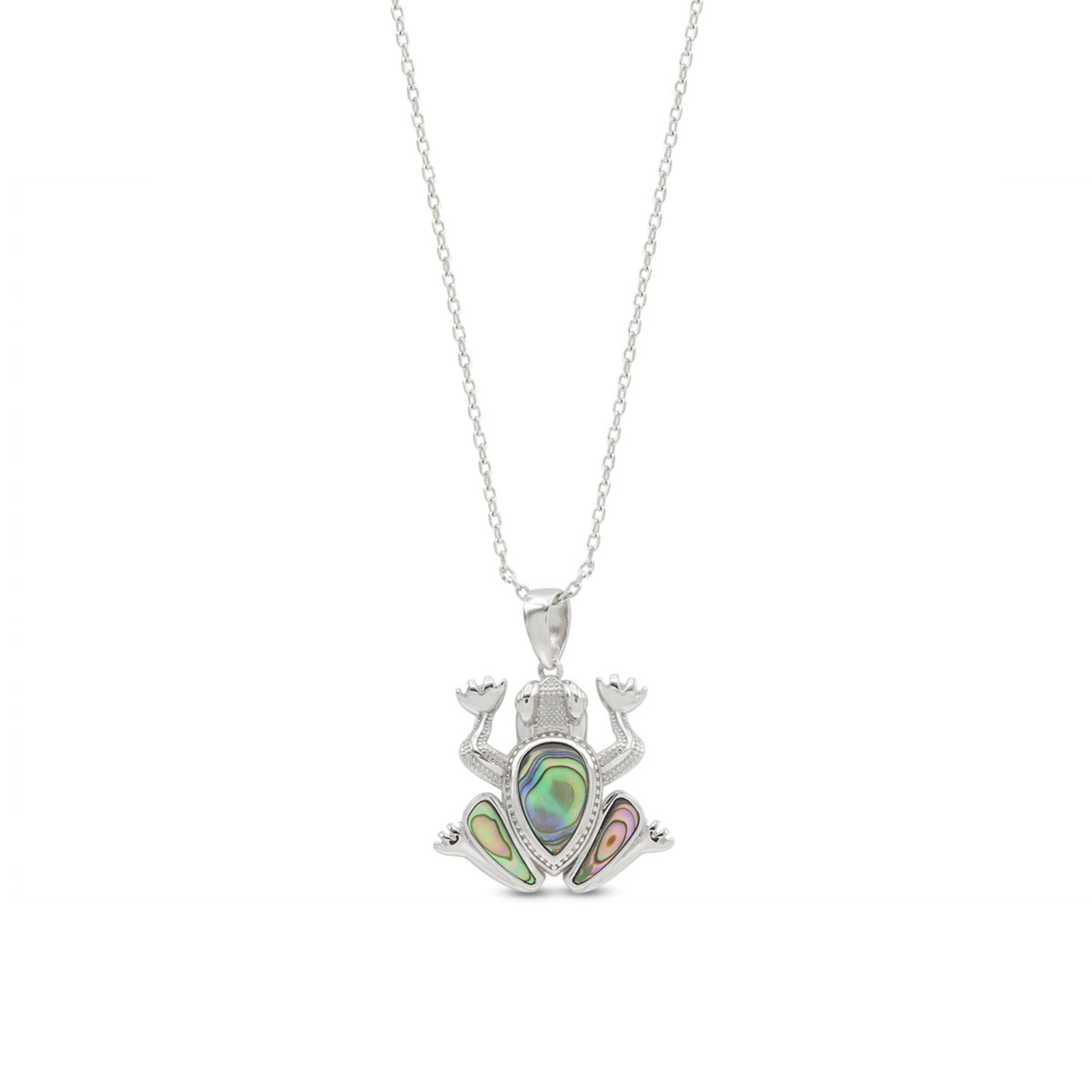 Abalone Shell Animal (Starfish, Dolphin, Seahorse, Frog, Dragonfly, Whale Tail, Turtle) Pendant Necklace In 14K White Gold Over Sterling Silver 14K Gold Over Sterling Silver
