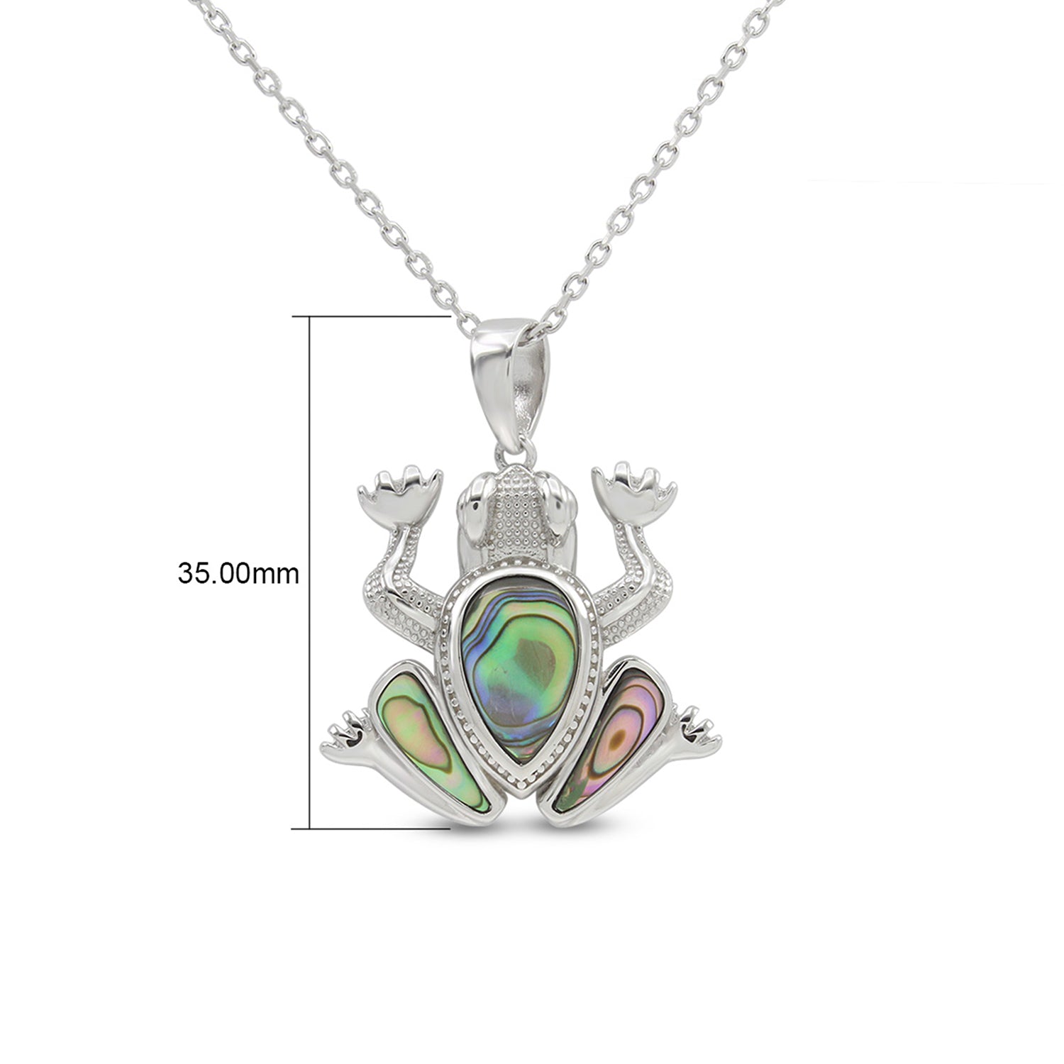 Abalone Shell Animal (Starfish, Dolphin, Seahorse, Frog, Dragonfly, Whale Tail, Turtle) Pendant Necklace In 14K White Gold Over Sterling Silver 14K Gold Over Sterling Silver