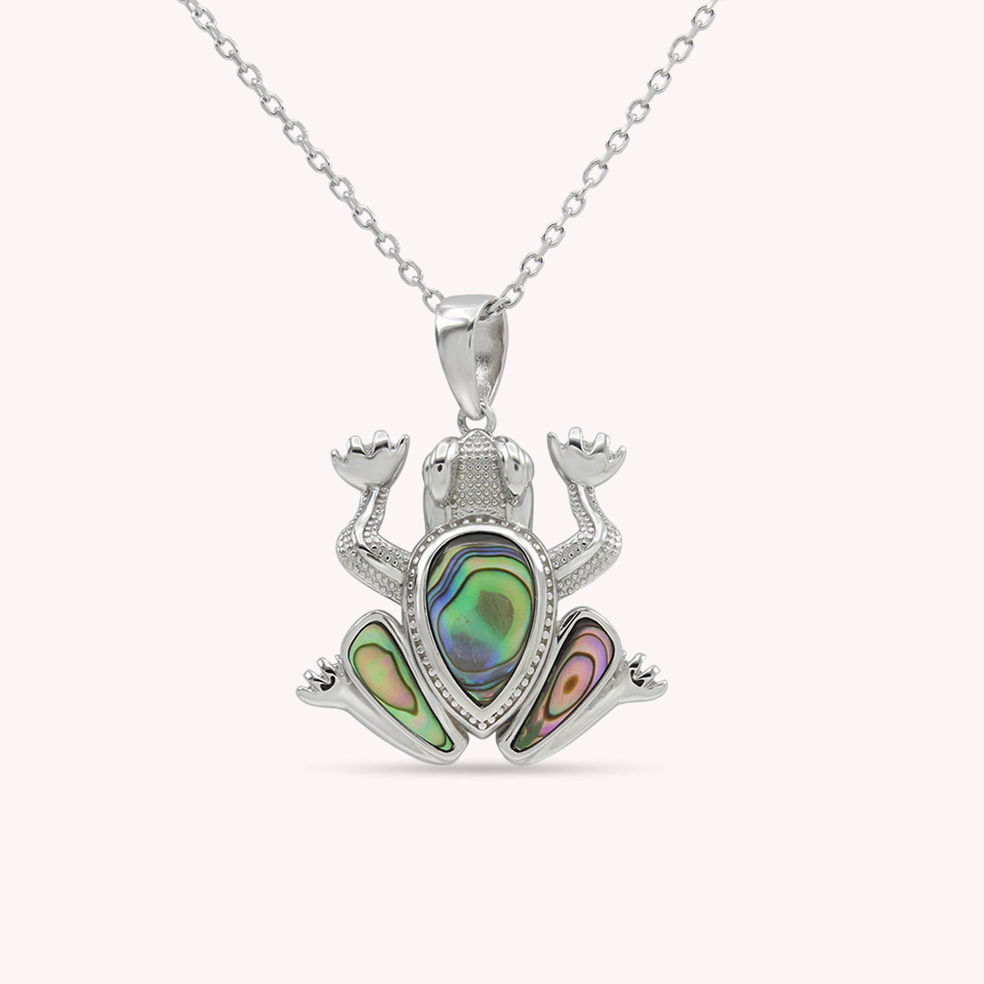 Abalone Shell Animal (Starfish, Dolphin, Seahorse, Frog, Dragonfly, Whale Tail, Turtle) Pendant Necklace In 14K White Gold Over Sterling Silver 14K Gold Over Sterling Silver